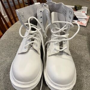 Dr Marten White leather boots